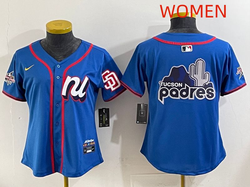 Women 2025 San Diego Padres Blank Blue All star Nike MLB Jersey style 03